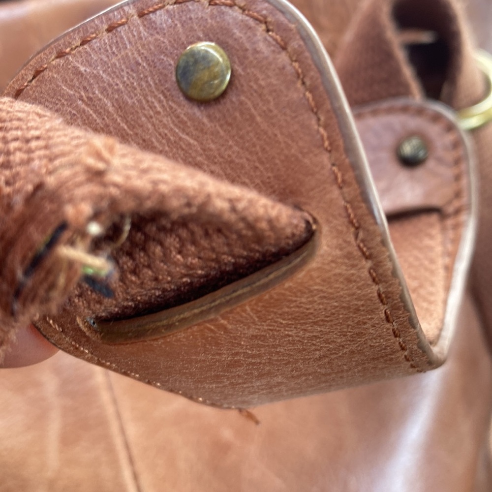 Embossed Tan Leather Backpack - Picture 3 of 6